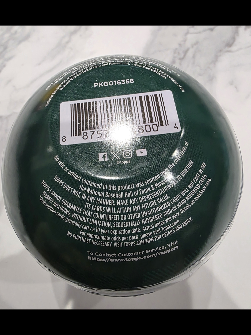 Topps Dark Green Round Tin with White Logo and Text - Picture 3 of 6